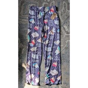 Brief Insanity Med BOOK Lover Print Unisex Lounge Pant w/ Pockets pj pants